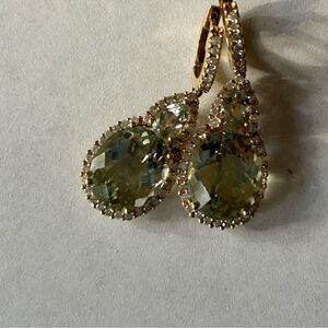 Prasolite Diamond 14k Gold Earrings